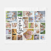 Moderne FAMILY 19 Foto Collage Script Personalisie Fleecedecke (Vorderseite (Horizontal))