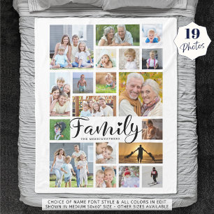Moderne FAMILY 19 Foto Collage Script Personalisie Fleecedecke