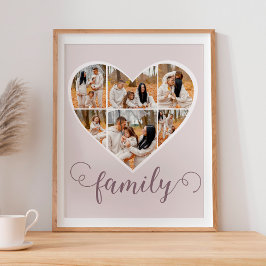 Moderne FAMILY Foto Collage Liebe Script Herz Poster