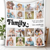 Moderne FAMILY Retro Personalisiert 16 FotoCollage Fleecedecke
