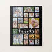 Moderne FAMILY Scripte Fotocollage Name Schwarz Puzzle (Vertikal)