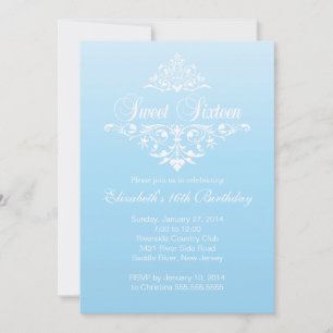 Moderne Fancy Blue Sweet Sixteen Geburtstagsfeier Einladung