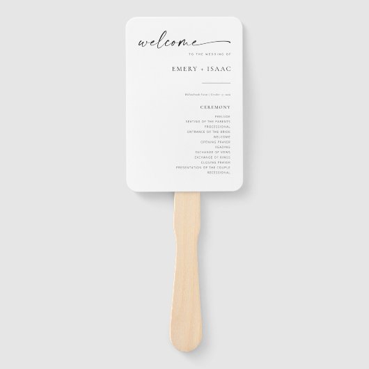 Moderne Fans des Minimalistischen Script Chic Wedd Fächer (Vorderseite)