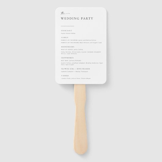 Moderne Fans des Minimalistischen Script Chic Wedd Fächer (Rückseite)