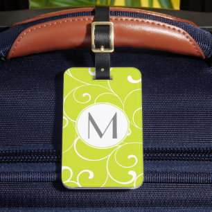 Moderne fantastische Locken Limettengrün Monogramm Gepäckanhänger