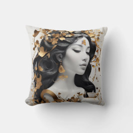 Moderne Fantasy-Kunst in Schwarz und Gold  Kissen