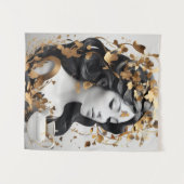 Moderne Fantasy-Kunst in Schwarz und Gold Wandteppich (Vorderseite (Horizontal))