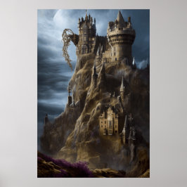 Moderne Fantasy Schottische Schlossberge Poster