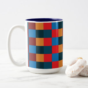 Moderne Farb-Schachbrettmuster Zweifarbige Tasse