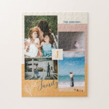 Moderne Farbblock-Familienfoto-Collage-Puzzles