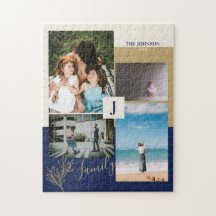 Moderne Farbblock-Familienfoto-Puzzle