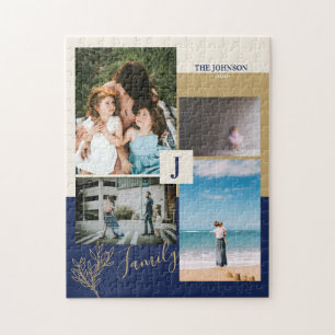 Moderne Farbblock-Familienfoto-Puzzle Puzzle