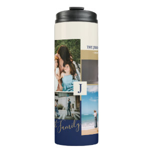 Moderne Farbblock-Familienfotocollage Thermosbecher