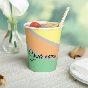 Moderne Farbblock Pastell-Mint und Pfirsich mit in Pappbecher
