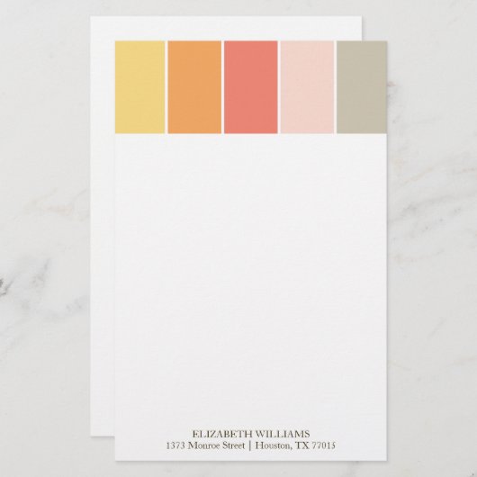 Moderne Farbblöcke Briefpapier (Vorne/Hinten)