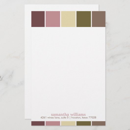 Moderne Farbblöcke in Rosa und Braun Briefpapier (Vorne/Hinten)
