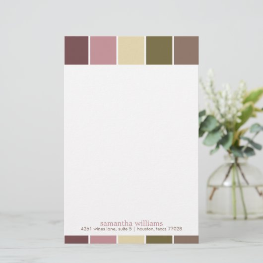 Moderne Farbblöcke in Rosa und Braun Briefpapier (Stehend Vorderseite)