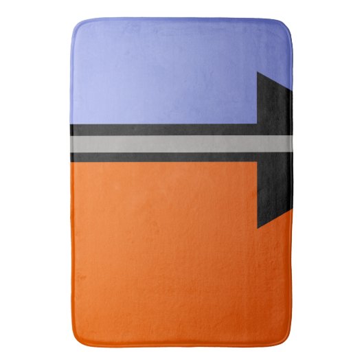 Moderne Farbblöcke Orange, Periwinkle, Schwarz, Gr Badematte (Vorderseite Vertikal)
