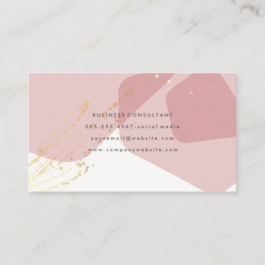 Moderne Farbblöcke und Gold Spatter Visitenkarte (Rückseite)