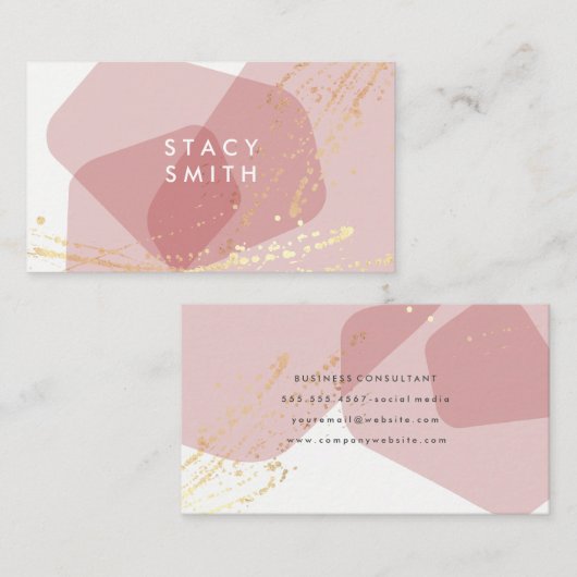 Moderne Farbblöcke und Gold Spatter Visitenkarte (Vorne/Hinten)