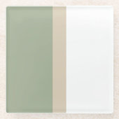 Moderne Farbblocksage grün Beige Weiß Glasuntersetzer (Vorderseite)