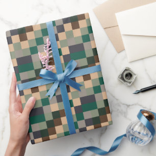 Moderne Farbchecks Schachbrett Geschenkpapier