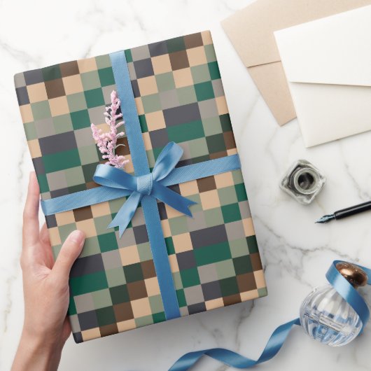 Moderne Farbchecks Schachbrett Geschenkpapier (Schenken)