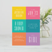 Moderne Farbe Block Baby Dusche Einladung (Stehend Vorderseite)