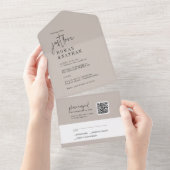 Moderne FARBE EDITABLE, nur Liebe QR Code Wedding All In One Einladung (Abreißen)