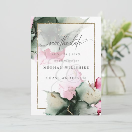 Moderne Farbe Grün Rosa Farbe Abstrakt (Stehend Vorderseite)