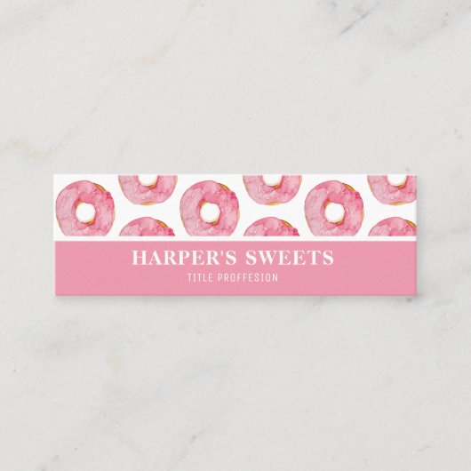 Moderne Farbe Rosa Donuts Beruflich Mini Visitenkarte (Vorderseite)