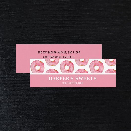 Moderne Farbe Rosa Donuts Beruflich Mini Visitenkarte