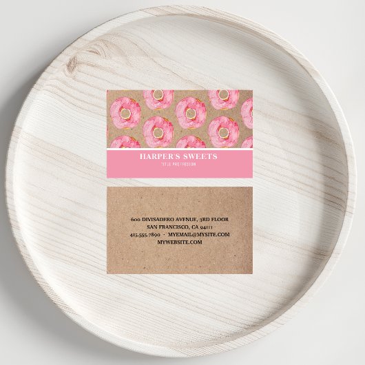Moderne Farbe Rosa Donuts Beruflich Visitenkarte