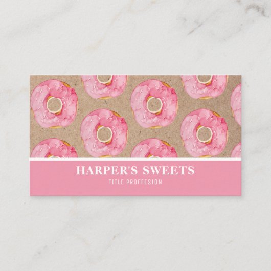 Moderne Farbe Rosa Donuts Beruflich Visitenkarte (Vorderseite)