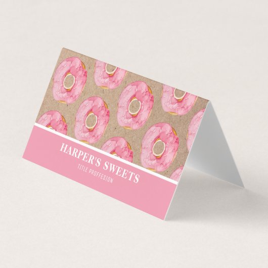 Moderne Farbe Rosa Donuts Beruflich Visitenkarten (Vorderseite)