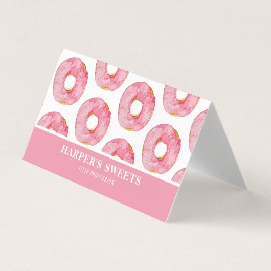 Moderne Farbe Rosa Donuts Beruflich  Visitenkarten (Vorderseite)