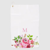 Moderne Farbe Rosa Sommerblumenmonogramm Golfhandtuch (Vorderseite)