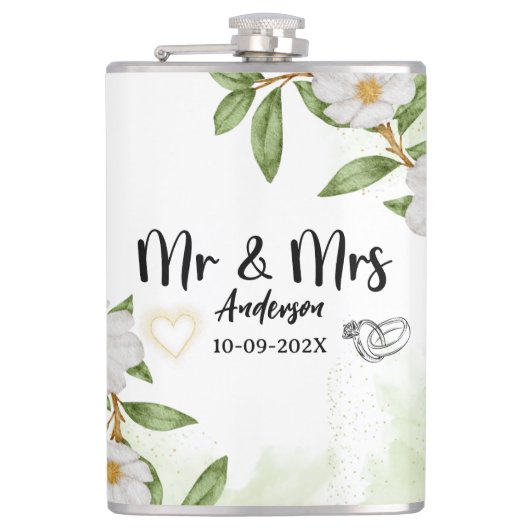 Moderne Farbe Weiß und Grün Flachmann (Vorderseite)