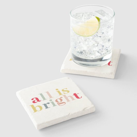 Moderne Farben alles ist hell | Happy Holiday Steinuntersetzer (Seitenansicht)