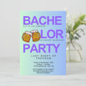 Moderne Farben Bachelor Einladung mit Biersorten (Stehend Vorderseite)