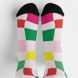 Moderne Farben | Blocks Tartan Kariert Weihnachten Socken