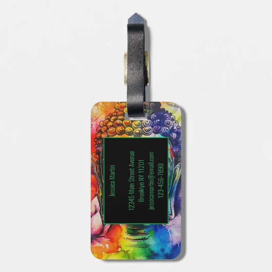 Moderne Farben Buddha Wasserfarbe Gepäckanhänger (Rückseite vertikal)