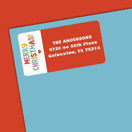 Moderne Farben frohe Weihnachten Adressaufkleber