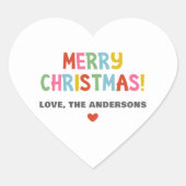 Moderne Farben frohe Weihnachten Herz-Aufkleber (Vorderseite)