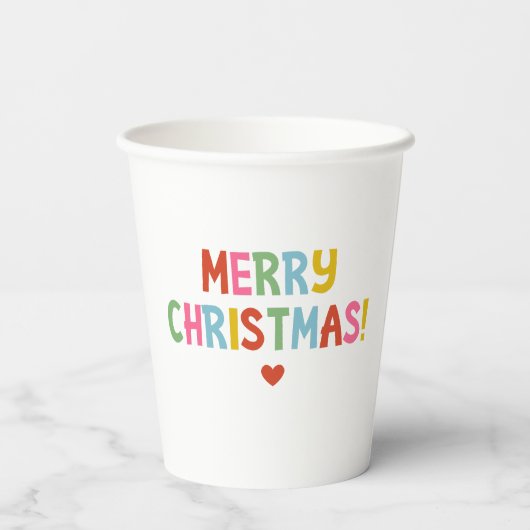 Moderne Farben frohe Weihnachten Pappbecher (Rückseite)
