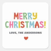 Moderne Farben frohe Weihnachten Quadratischer Aufkleber (Vorderseite)