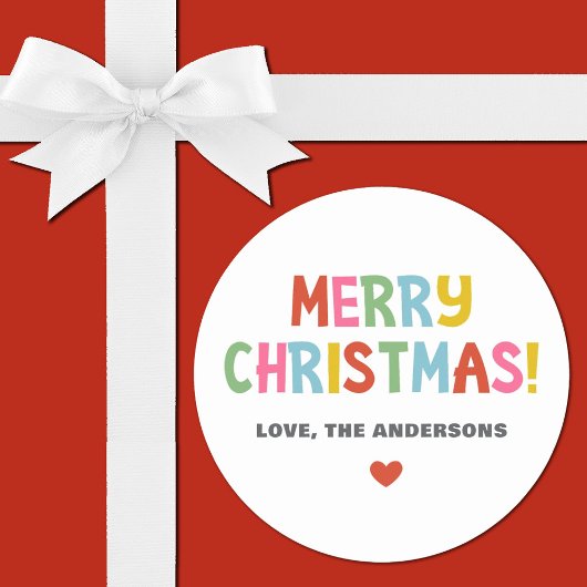 Moderne Farben frohe Weihnachten Runder Aufkleber