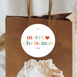 Moderne Farben frohe Weihnachten Runder Aufkleber