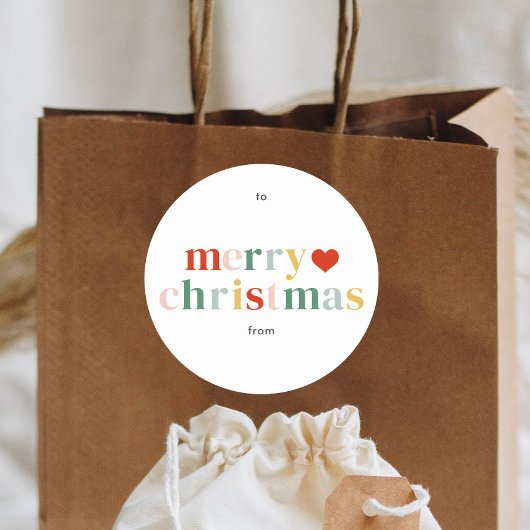 Moderne Farben frohe Weihnachten Runder Aufkleber