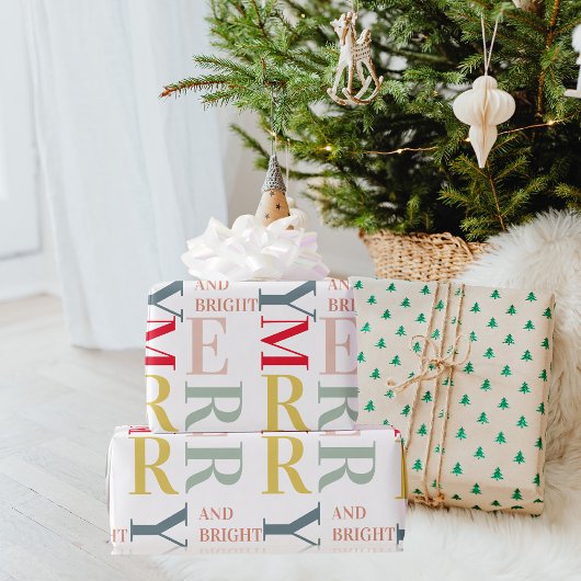 Moderne Farben fröhlich und hell | Happy Holidays Geschenkpapier